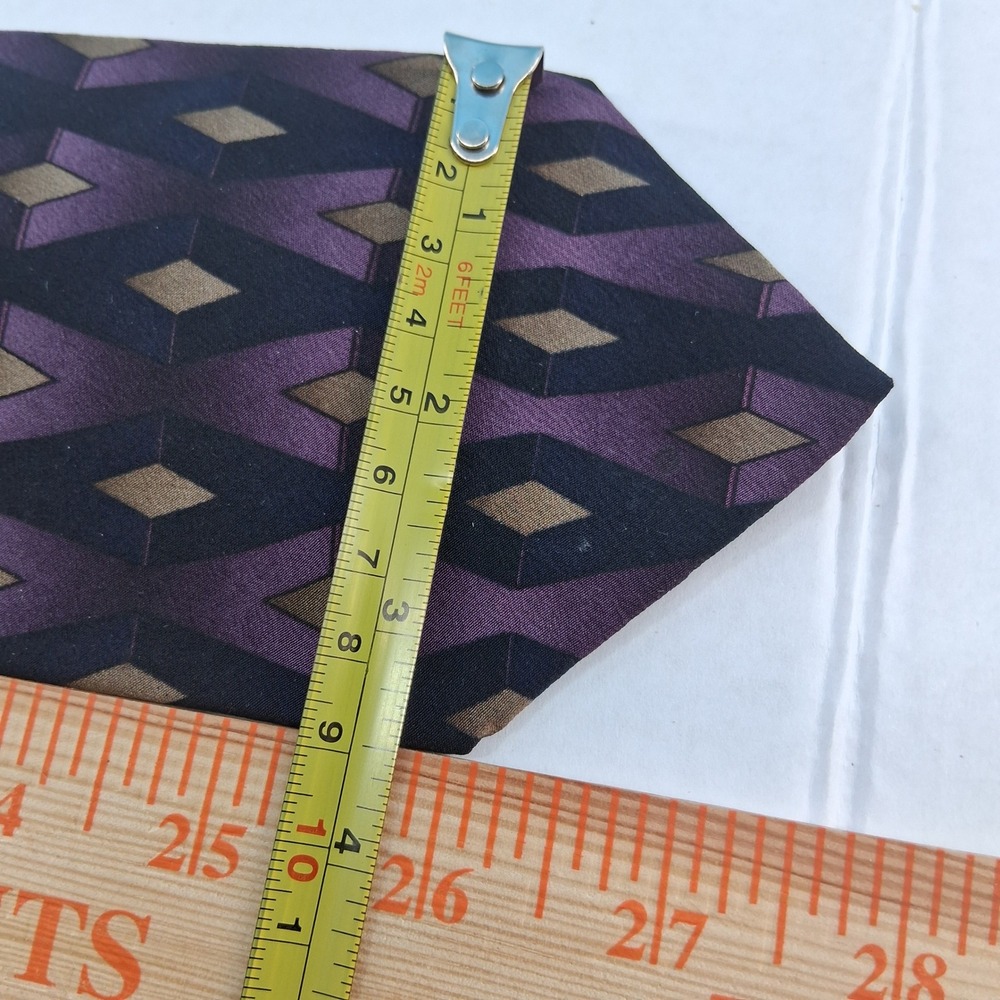 Jimmy Z 54"Tie Mens Purple Brett Favre Collection One Silk Geometric Diamond - Picture 6 of 7